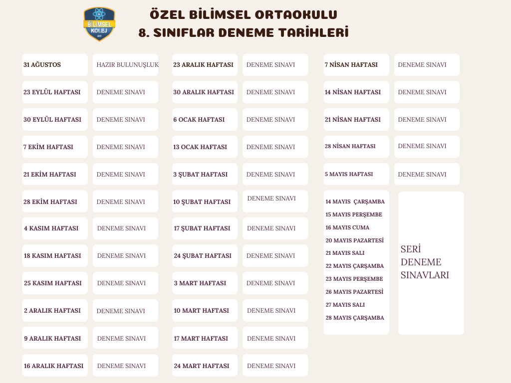 DENEME TARİHLERİ 8